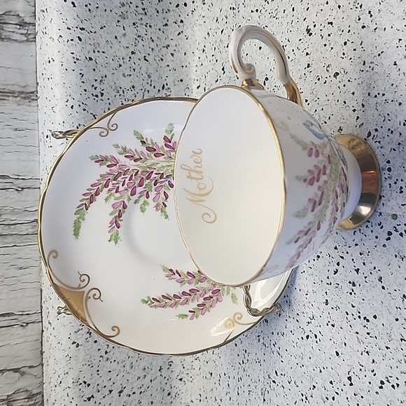 This Royal Grafton teacup & saucer pink with gold accents.. MOTHER..England - Picture 3 of 10